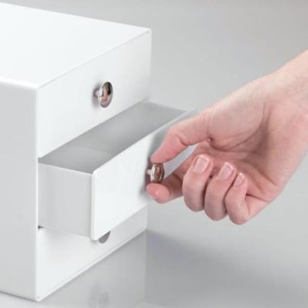 Förvaringslåda - InterDesign - 3 lådor - Vit - Plast/Harts - Idealisk för badrum