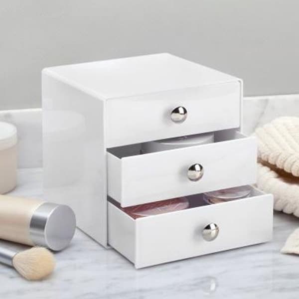 Förvaringslåda - InterDesign - 3 lådor - Vit - Plast/Harts - Idealisk för badrum