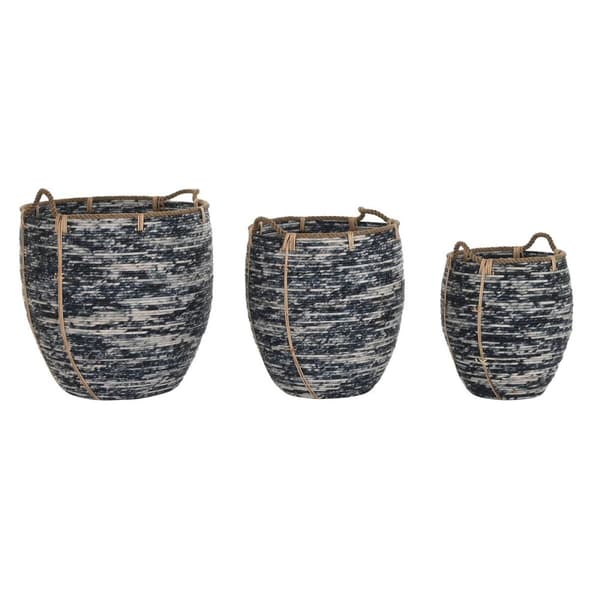 Kurvesæt DKD Home Decor Hvid Sort 56 x 56 x 60 cm 52 x 52 x 60 cm Plastik (3 Dele)