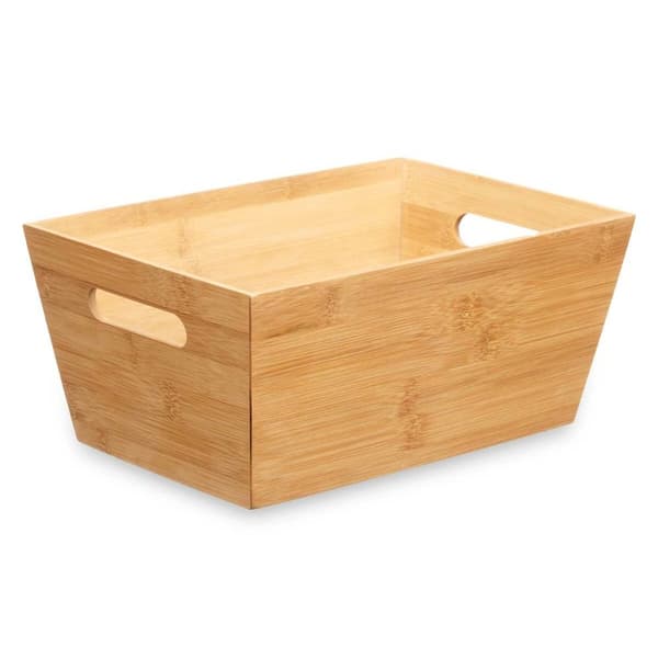 Monikäyttöinen kori Kinvara B7656-2515 Luonnollinen Bambu 15 x 29 x 8,5 cm Kahvoilla (12 osaa)