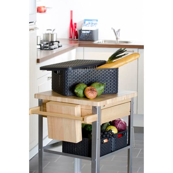 Curver Style förvaringslådor med lock 3 st S + M + L Antracit