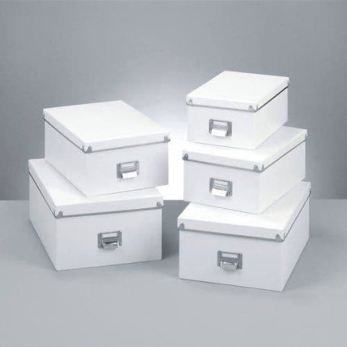 Förvaringslådor - Zeller Present - Set om 5 - Vit kartong - Olika dimensioner - Blandade