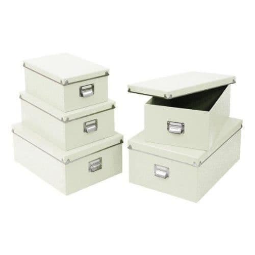 Förvaringslådor - Zeller Present - Set om 5 - Vit kartong - Olika dimensioner - Blandade