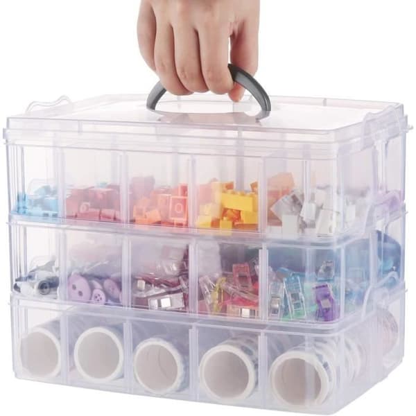Förvaringslåda - ANSTORE - 3 Våningar - Transparent Plast - 30 Fack - Stapelbar