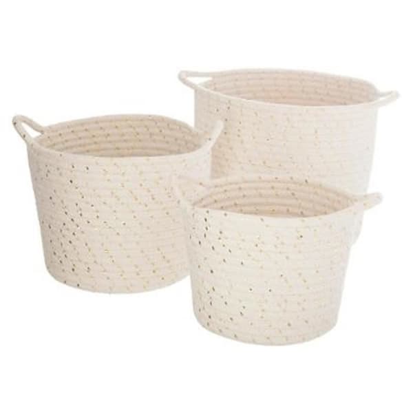 Förvaringskorgar - ATMOSPHERA FOR KIDS - Set med 3 - Bomull - Vit - Inkluderad Lurex