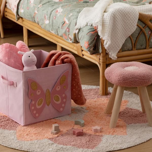Barnförvaringslåda fjäril "Joey" rosa 29x29cm - Atmosphera inredningsdesign - Rosa
