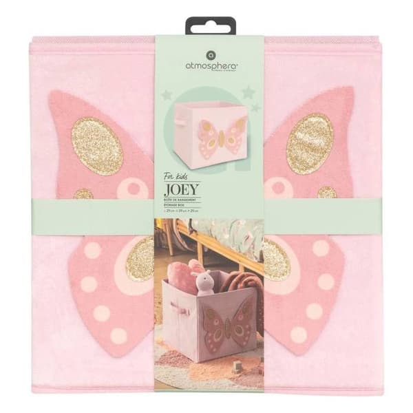 Barnförvaringslåda fjäril "Joey" rosa 29x29cm - Atmosphera inredningsdesign - Rosa