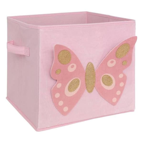 Barnförvaringslåda fjäril "Joey" rosa 29x29cm - Atmosphera inredningsdesign - Rosa