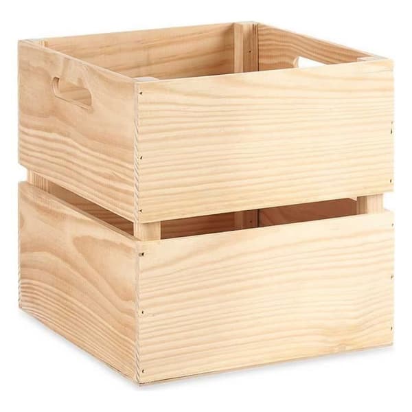 Förvaringslåda i naturbrunt furu - Märke - Modell - 30 x 30 x 30 cm - Beige - Vit