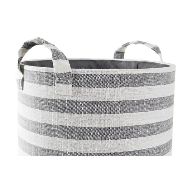 set med grårandiga bomullskorgar (3 stycken) (35 x 35 x 40 cm)