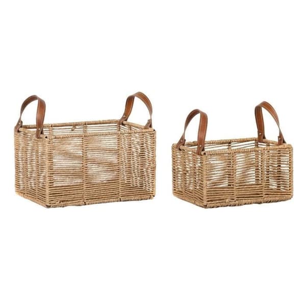 Korgar - Boho - Metall och Snöre - 36 x 27 x 33 cm - 36 x 27 x 20 cm - Vit