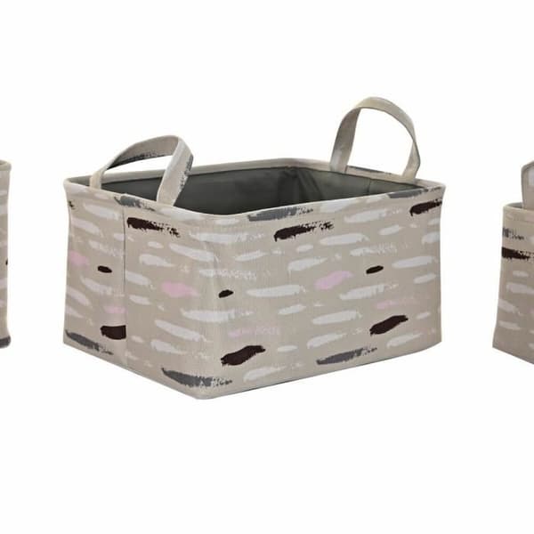 set med korgar brun grå orange 40 x 30 x 20 cm (3 stycken)