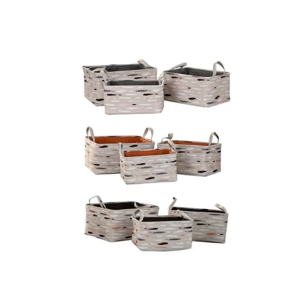 set med korgar brun grå orange 40 x 30 x 20 cm (3 stycken)