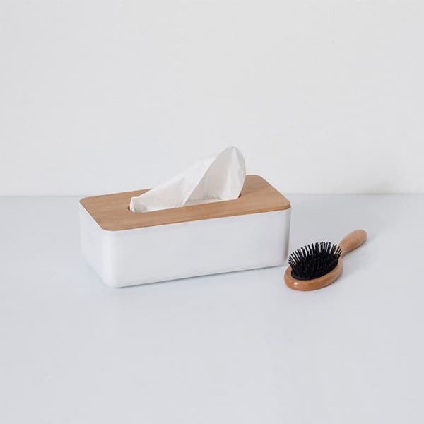 Tissue box - Vit modell - Bambu lock - Skandinavisk design - Mått 26x13x8 cm