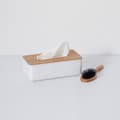 Miniatyrbild 4 av 4: Tissue box - Vit modell - Bambu lock - Skandinavisk design - Mått 26x13x8 cm