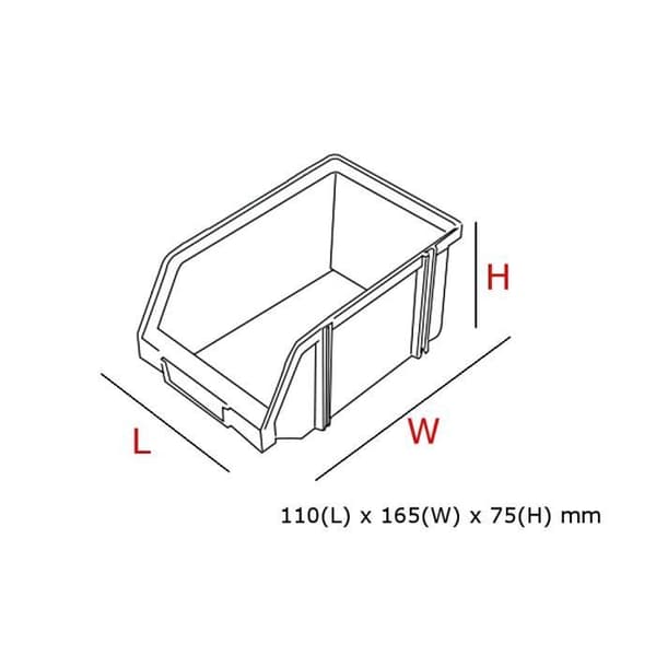 Förvaringslåda - Modulär XS - Svart - 110x165x75 mm - Plast - Stapelbar
