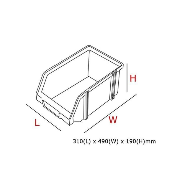 Förvaringslåda - Modulär L - Svart - 310x490x190 mm - Plast - Stapelbar