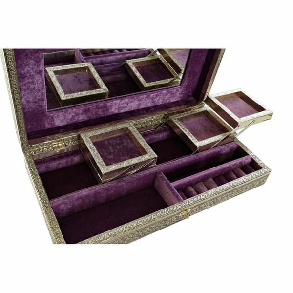 Smyckeskrin DKD Home Decor Trä Aluminium Arab Blomster (1 pcs) (38 x 20 x 7.5 cm)