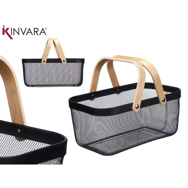Monikäyttöinen kori Kinvara 1031 Musta Puu Metalli 42,5 x 18 x 26,5 cm (6 osaa)