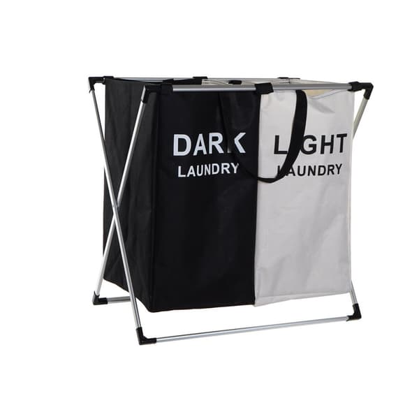 Vasketøjskurv DKD Home Decor Foldbar Dobbelt Metal Polyester (63 x 37 x 61 cm)