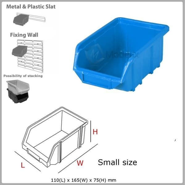 1 x Eco liten Blå Förvaringsfack Plastkärl 110x165x75