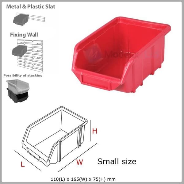 1 x Eco petit Rouge Bac de rangement Bacs i plast 110x165x75