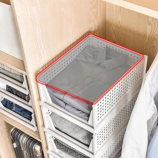 Plastlådor + OrganizeIt + StackMaster + Platsbesparing + Vit