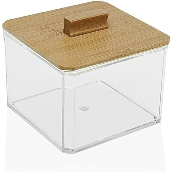Box med lock - BIGBUY HOME - Flerfärgad - Bambu och polystyren - 10,5 x 10,5 x 10 cm