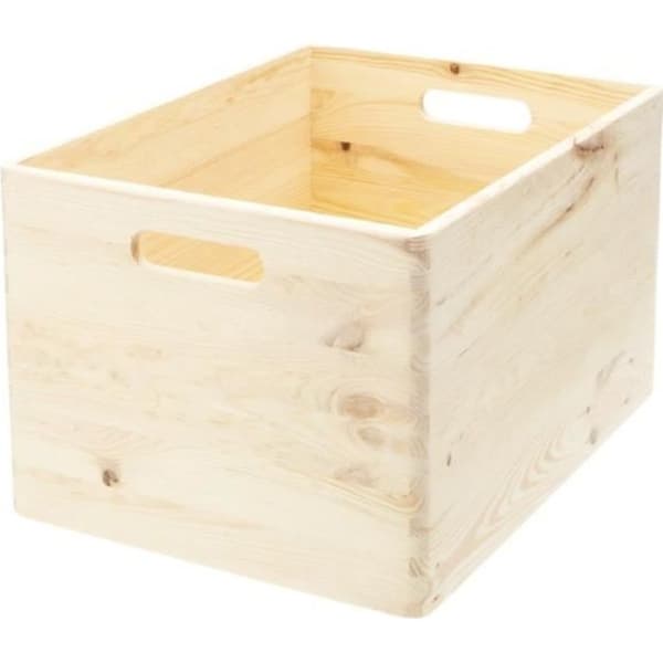 Förvaringslåda i trä - KESPER - Storlek L - Naturlig - Beige - Massivt trä - Stapelbar