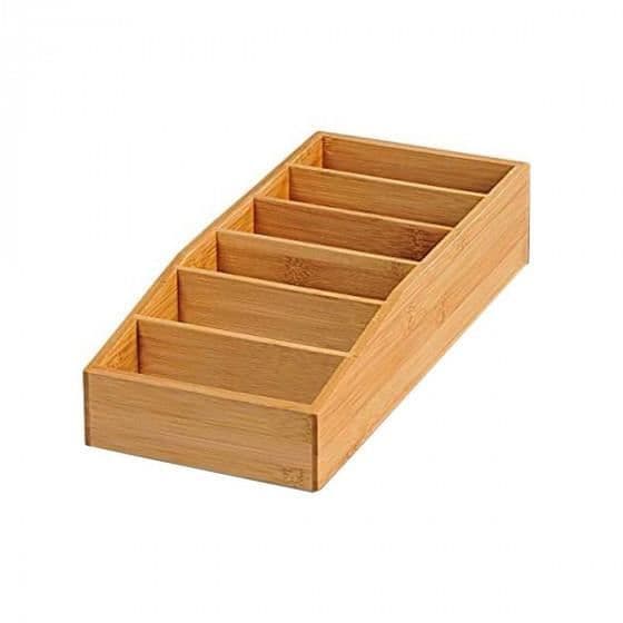 Organizer för livsmedel - KESPER - Kräm - 6 fack - FSC bambu - Platsbesparing