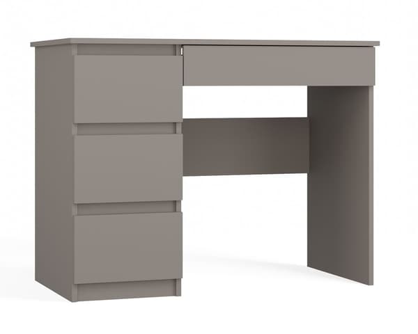 Venstre computerbord: fire skuffer, Farve: ler, Møbelmål: bredde: 51 cm, højde: 76 cm, længde: 98 cm,