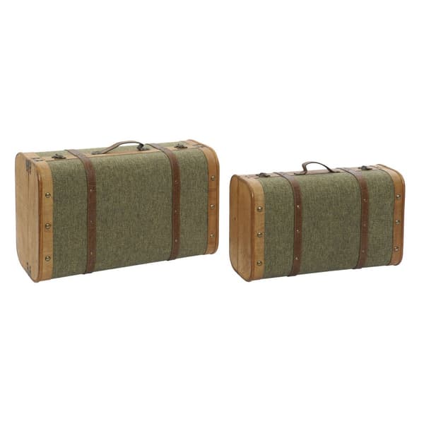 Arkkusetti Home ESPRIT Vihreä Puu Kangas Trooppinen 60 x 24 x 38 cm
