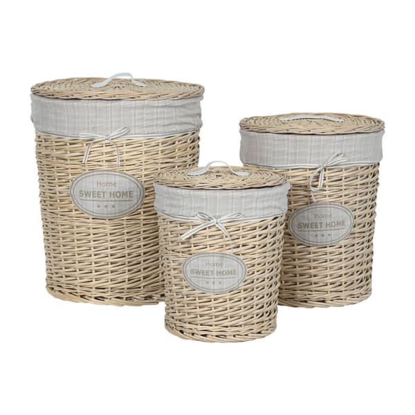 Pyykkikori Home ESPRIT Kerma korihuonekalut Shabby Chic 45 x 45 x 55 cm 3 Kappaletta