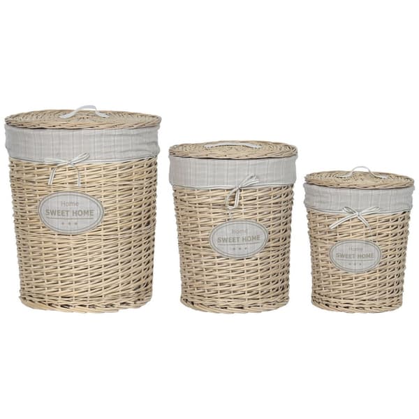 Pyykkikori Home ESPRIT Kerma korihuonekalut Shabby Chic 45 x 45 x 55 cm 3 Kappaletta