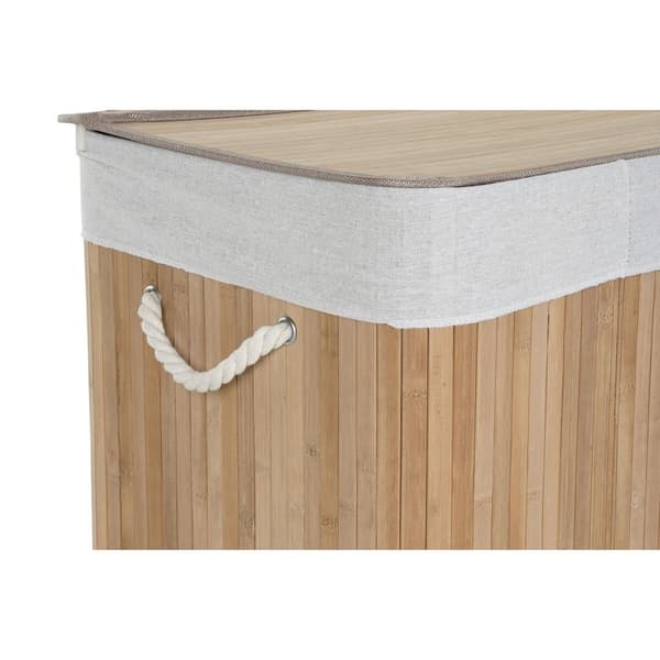 Vasketøjskurv Home ESPRIT Hvid Natur Bambus 140 L 60 x 40 x 60 cm