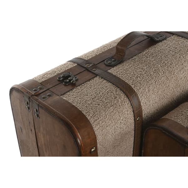 Arkkusetti Home ESPRIT Ruskea Beige Polyesteri Puu 60 x 37 x 24 cm