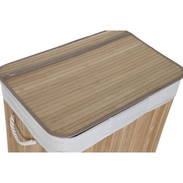 Pyykkikori Home ESPRIT Valkoinen Luonnollinen Bambu 140 L 60 x 40 x 60 cm