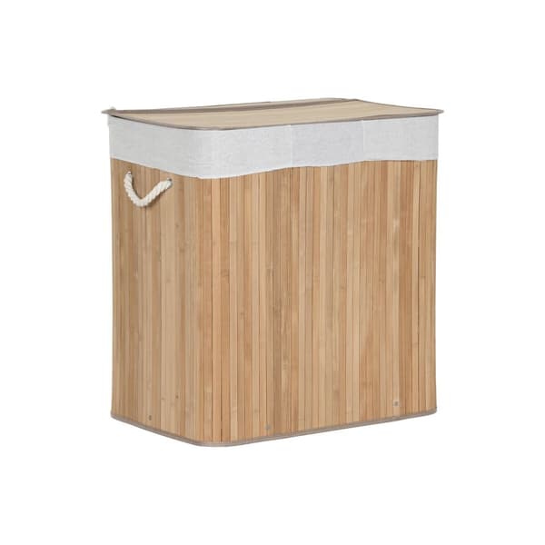 Pyykkikori Home ESPRIT Valkoinen Luonnollinen Bambu 140 L 60 x 40 x 60 cm