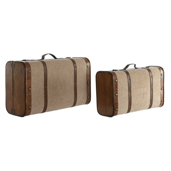 Kistesett Home ESPRIT Brun Beige Polyester Tre 60 x 37 x 24 cm
