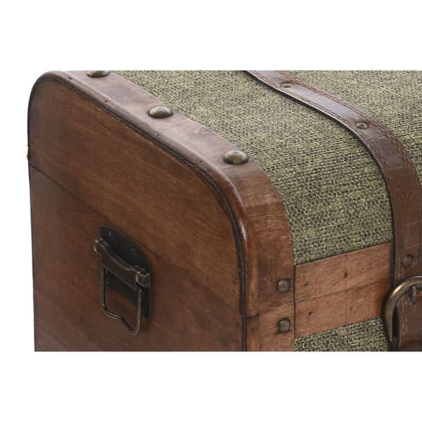 Kistesett Home ESPRIT Grønn Flerfarget Tre Læret Tropisk 60 x 43,5 x 42 cm (3 enheter)