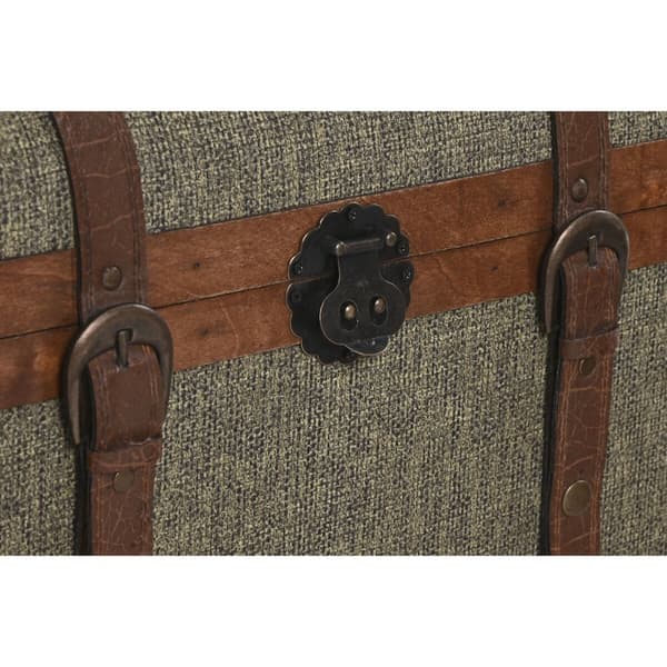 Kistesett Home ESPRIT Grønn Flerfarget Tre Læret Tropisk 60 x 43,5 x 42 cm (3 enheter)