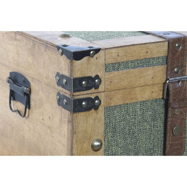 Kistesett Home ESPRIT Grønn Tre Læret Tropisk 81 x 50 x 45 cm (3 enheter)