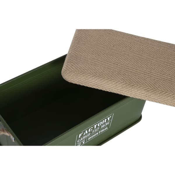 Kistesett Home ESPRIT Mørkegrønn Naturell Metall Tau Fiber 69 X 37 X 37,5 cm (3 enheter)