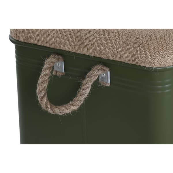 Kistesett Home ESPRIT Mørkegrønn Naturell Metall Tau Fiber 69 X 37 X 37,5 cm (3 enheter)