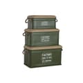 Miniatyrbilde 2 av 4: Kistesett Home ESPRIT Mørkegrønn Naturell Metall Tau Fiber 69 X 37 X 37,5 cm (3 enheter)
