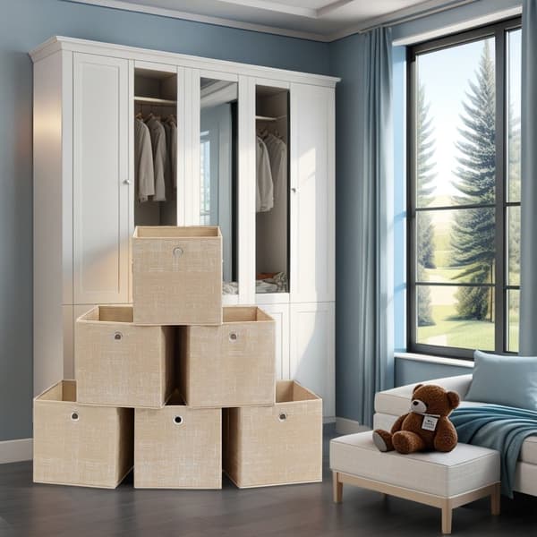 Opbevaringsbokse Sæt på 6 - Voby Fabric Storage Boxes med håndtag