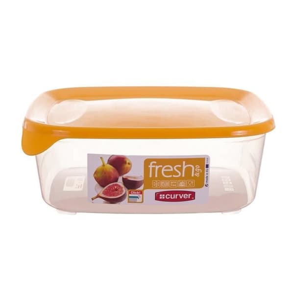 Fryssäkra fyrkantiga matförvaringsbehållare av plast med gult lock (1,7 L), EF503736