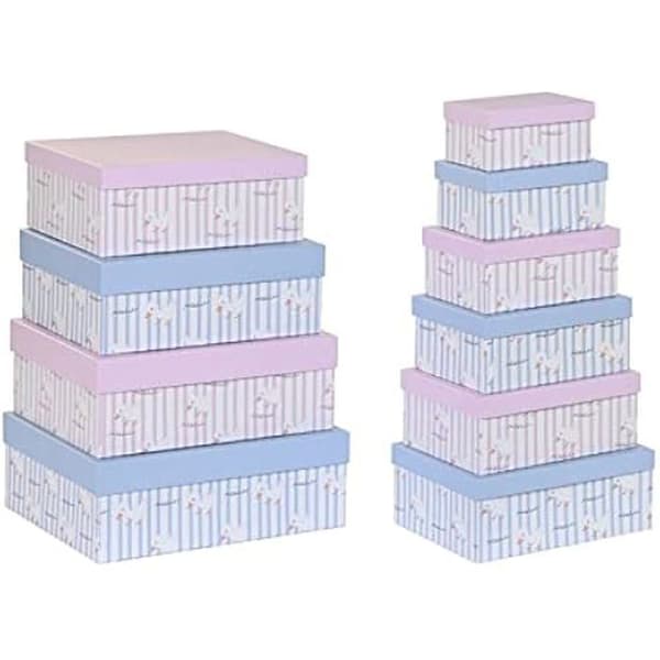Set med stapelbara förvaringslådor - DKD HOME DECOR - flera storlekar - blå och rosa