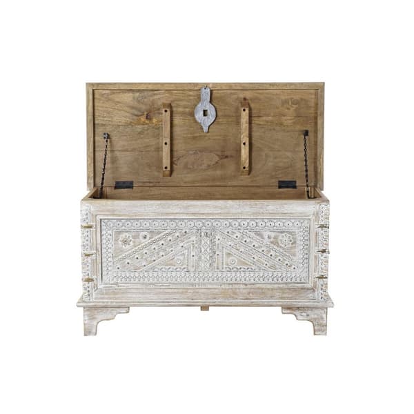 Kiste DKD Home Decor 88 x 40 x 45 cm Hvid Kobber Mangotræ