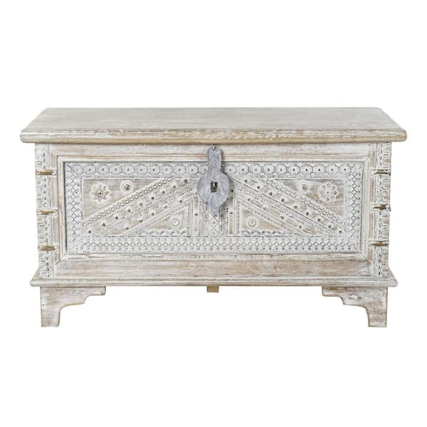 Kiste DKD Home Decor 88 x 40 x 45 cm Hvid Kobber Mangotræ